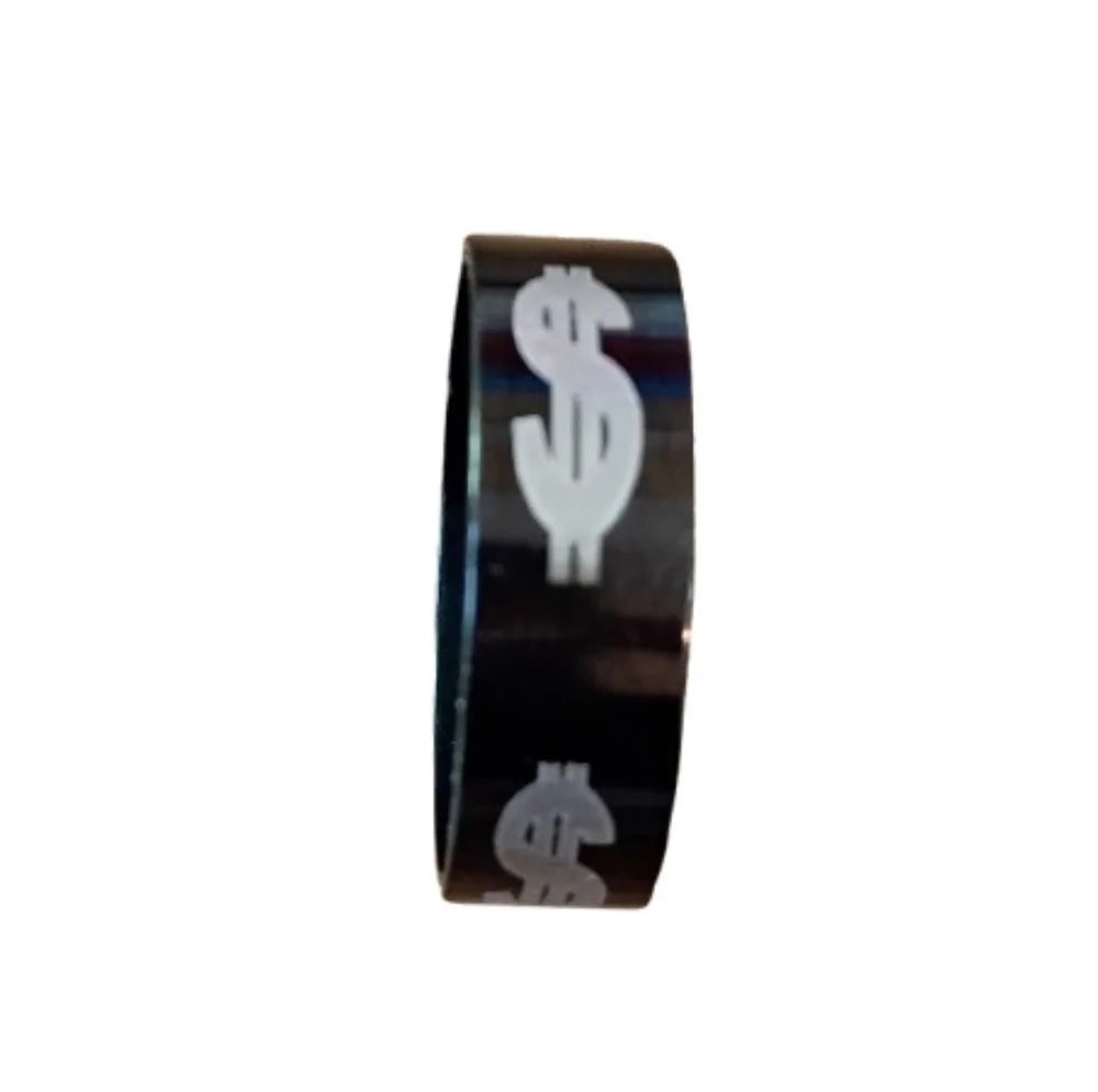 Black Dollar Sign Stainless Steel Men's Ring Size 12